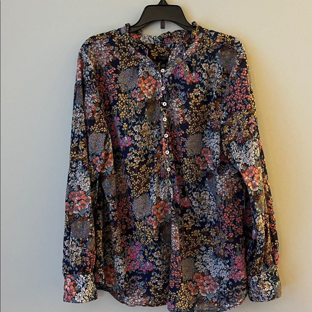 Talbots Multicolor Floral Popover Blouse